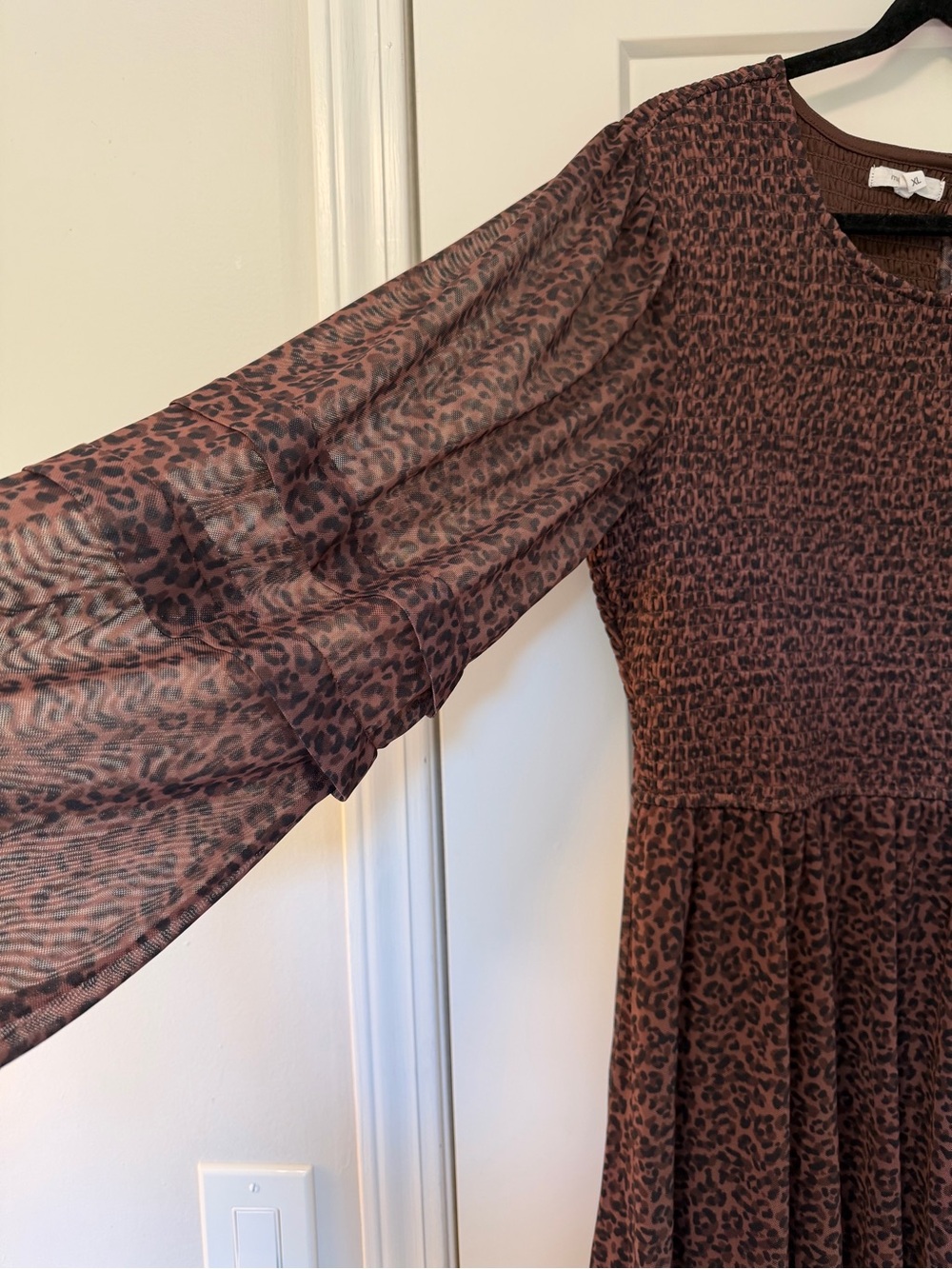 Maurices Brown Leopard Print Long Sleeve Maxi Dress